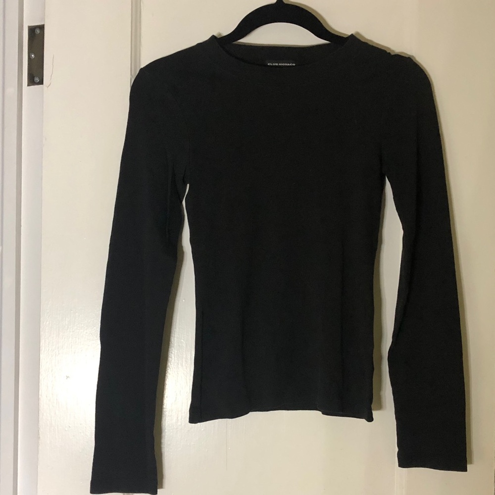 Club Monaco Black Slim Long-Sleeve Tee